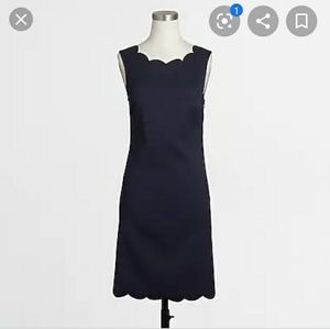 J Crew scalloped dress navy size 12 linen